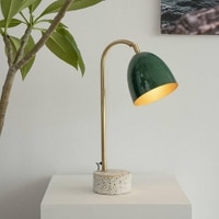 Wren Green Table Lamp With Gold Metal Base