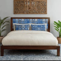 Sierra Solid Wood Non Storage Queen Bed in Provincial Teak Finish