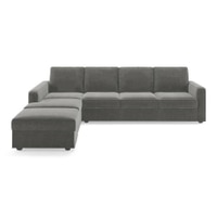 Apollo Compact Sofa (Colour : Ash Grey Velvet, Cushion : Soft, Back Type : Regular, Seating Capacity : Left Aligned 3 Seater + Left Aligned Chaise + Ottoman)