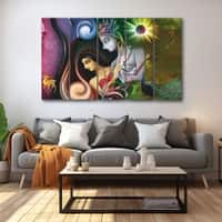 The Castle Decor Radha Krishna Spiritual Wall Art Framed Painting 27x48 Inch (Style 11)