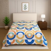 Multicolor Geometric 210 TC Mix Cotton Flat Single Bed Size Bedsheet From Threads