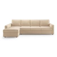 Apollo Compact Sofa (Colour : Birch Beige, Cushion : Hard, Back Type : Regular, Seating Capacity : Left Aligned 3 Seater + Left Aligned Chaise + Ottoman)