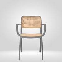 Kepler Brooks Zen Cafeteria Dining Chair With Arms in Grey Colour
