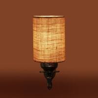 Devansh Metal Electric Wall Light in Antique Gold Colour with Beige Shade Count of 1 Light