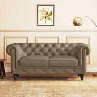 Winchester 2 Seater Half Leather Sofa In Dark Truffle Italian Leather