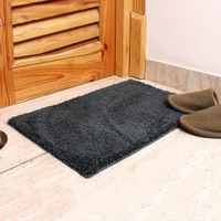 Phoenix Black Solid Natural Fiber 24x16 inches Anti-Skid Bath Mat