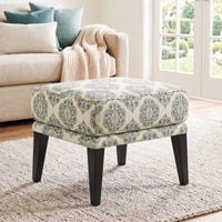 Morgen Ottoman In Aqua Fleur Damask Colour