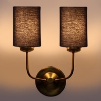 Devansh Metal Electric Wall Light in Gold Colour with Black Shade Count of 2 Lights
