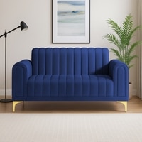 Josbert Velvet 2 Seater Sofa In  Navy Blue Colour