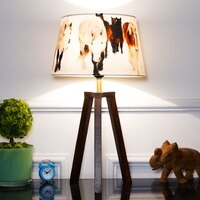 Griffith hand crafted Solid wood walnut finish Tripod Table Lamp With Multi Color Linen Shade