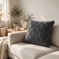 Rio Blue Grey Cotton Knitted Decorative Cushion Cover 16 x 16 Inches