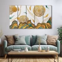 The Castle Decor Abstract Wall Painting Wooden Framed 27x48 Inch for Living Room (Style 2)