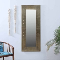 Gover Mango Wood Inlay Brass Tall Wall Mirror
