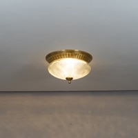 Telmor 2-Light Flush Mount Ceiling Light In Antique Brass Finish With Clear Star Diamond Cut Glass
