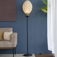 Neva Off White Floor Lamp With Black Iron Base