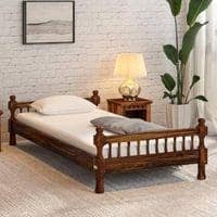 Wood Solid Wood Single Size Non Storage Bed In Provincial Teak Finish