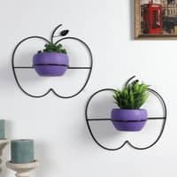 Wall Hanging Apple Planter Set Of 2 In Purple Colour
