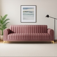Josbert Velvet 3 Seater Sofa In Peech Colour