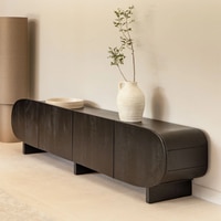 Soncy Solid Wood TV Unit with 4 Door In Black Finish