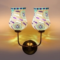 Devansh Metal Electric Wall Light in Gold Colour with Multicolor Shade Count of 2 Lights
