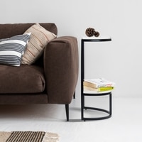 Half Round Marble Side Table Black