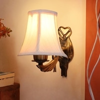 Devansh Gold Antique Wall Mounted Lamp With Off-White Cotton Shade