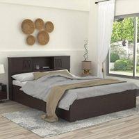 Horae Solid Wood Queen Size Drawer Storage Bed In Melamine Finish