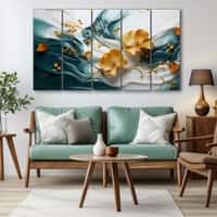 The Castle Decor Flower Wall Painting Wooden Framed Digital Painting 27x48 Inch