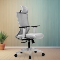 Regalia High Back Mesh Office Chair with Headrest in Grey Colour