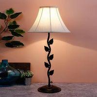 Abdullah Off White Fabric Shade Table Lamp with Black Iron Base
