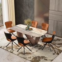Paloma 6 seater Jupiter Spanish Ceramic Dining Table With 6 Tulip Dining Chairs
