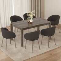 Atlas Solid Wood 6 Seater Compact Dining Table with 6 Meryl Lounge Chair