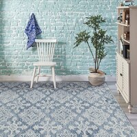 Valery Sky Blue Geometric Hand-Tufted Wool 6X4 Feet Carpet