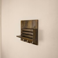 Somerset Wooden Wall Shelf Organiser With Key Holders