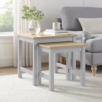 Wynmist Nesting Side Table Natural Mango Wood Top Grey Base