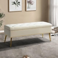 Kajana 2 Ottoman with Storage Color in Cream