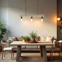 Tavern Beige Solid Wood Cluster Hanging Light