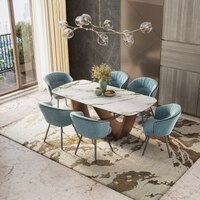 Paloma 6 seater Pluto Spanish Ceramic Dining Table With Set of 3  Calix Dining Chairs