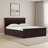 Fidora Solid Wood King Size Hydraulic Storage Bed In Mahogany Finish