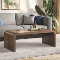 Quinn Rectangular Solid Wood Coffee Table In Danish Walnut Finish