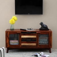 Abigail Solid Wood Free Standing TV Unit in Dual Tone Finish