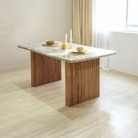 Hiro Solid Wood Dining Table Set in Grey Colour