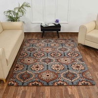 Multicolor Traditional Machine Made Polyester 6 X 9 Feet Carpet