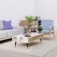 Hexa Engineered Wood Coffee Table With Metal Legs In Satvario