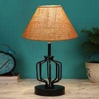 Hallie Beige Jute Table lamp with Iron Base