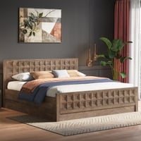 Baori Solid Wood King Size Hydraulic Storage Bed In Danish Walnut Finish