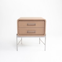 Walsh Leather Side Table in Brown Colour