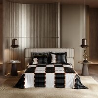 Stoa Paris Super King 5PC Satin Bedding Set  5PC Black-White Grey