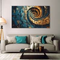 The Castle Decor Abstract Modern Wall Art Set of 5 Wooden Framed Digital Painting 27x48 Inch