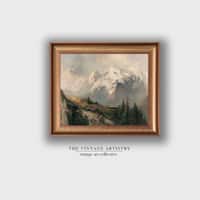 Artistry Black Brown Rustic Mountain Landscape Printed Canvas Wall Prints Set of 1 Multicolor Matte